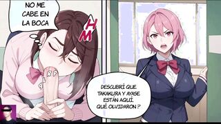 Aira Shiratori y Momo Ayase montan la enorme verga de Okarun - Dandadan Hentai