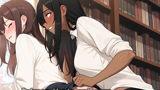 Library Risk Silent Lesbian Hookup Behind the Bookshelves Strapon fun