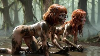 Two Women Lose Clothes In Dark Swamp Searching For Friend And End Up Naked In Mud (AI generated)