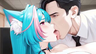 Horny Catgirl Thief Caught & Fucked in Office DP Surprise - AI GENERATED