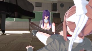 DDLC: Femboy Monika jerk off сaught by Yuri